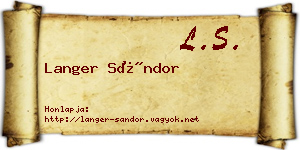 Langer Sándor névjegykártya