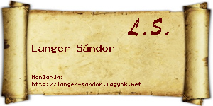 Langer Sándor névjegykártya